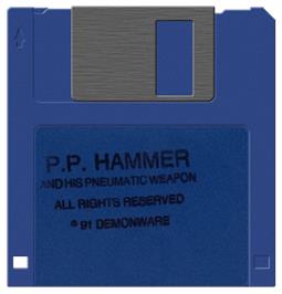 Cartridge artwork for P. P. Hammer and His Pneumatic Weapon on the Commodore Amiga.