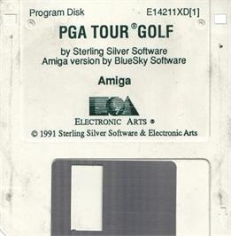 Cartridge artwork for PGA Tour Golf on the Commodore Amiga.