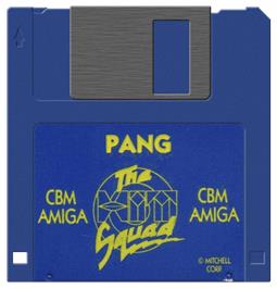 Cartridge artwork for Pang on the Commodore Amiga.