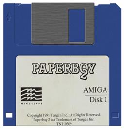 Cartridge artwork for Paperboy 2 on the Commodore Amiga.
