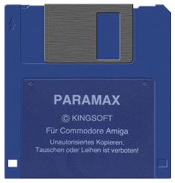 Cartridge artwork for Paramax on the Commodore Amiga.