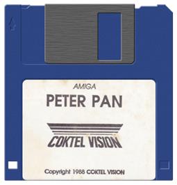 Cartridge artwork for Peter Pan on the Commodore Amiga.