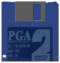 Cartridge artwork for Pga European Tour on the Commodore Amiga.