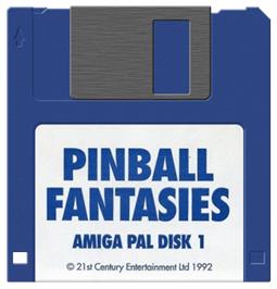 Cartridge artwork for Pinball Fantasies on the Commodore Amiga.