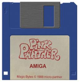 Cartridge artwork for Pink Panther on the Commodore Amiga.