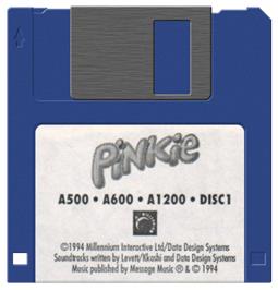 Cartridge artwork for Pinkie on the Commodore Amiga.