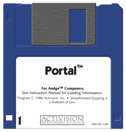 Cartridge artwork for Portal on the Commodore Amiga.