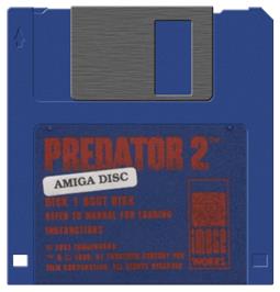 Cartridge artwork for Predator 2 on the Commodore Amiga.
