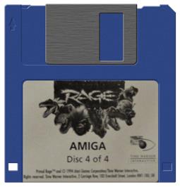 Cartridge artwork for Primal Rage on the Commodore Amiga.
