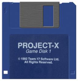 Cartridge artwork for Project-X on the Commodore Amiga.