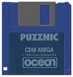 Cartridge artwork for Puzznic on the Commodore Amiga.