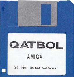 Cartridge artwork for Qatbol on the Commodore Amiga.