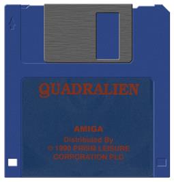 Cartridge artwork for Quadralien on the Commodore Amiga.