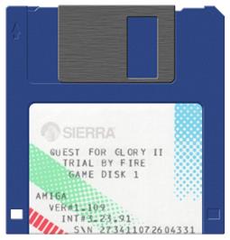 Cartridge artwork for Quest For Glory 2 - Trial By Fire on the Commodore Amiga.