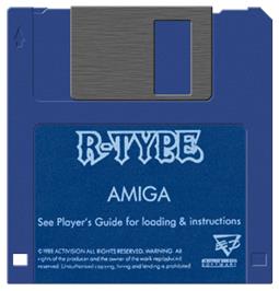 Cartridge artwork for R-type on the Commodore Amiga.