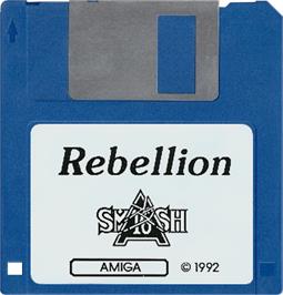 Cartridge artwork for Rebellion on the Commodore Amiga.