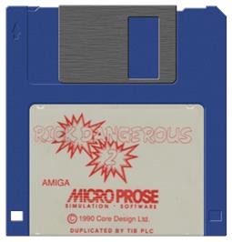 Cartridge artwork for Rick Dangerous 2 on the Commodore Amiga.