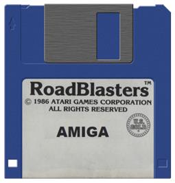 Cartridge artwork for RoadBlasters on the Commodore Amiga.