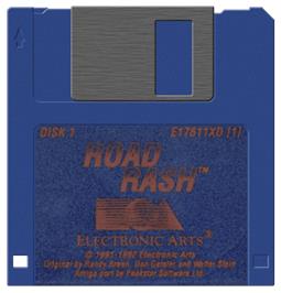 Cartridge artwork for Road Rash on the Commodore Amiga.