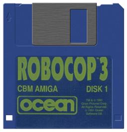 Cartridge artwork for Robocop 3 on the Commodore Amiga.