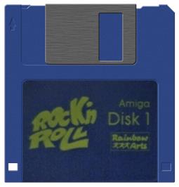Cartridge artwork for Rock 'n Roll on the Commodore Amiga.