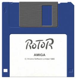 Cartridge artwork for Rotor on the Commodore Amiga.