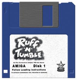 Cartridge artwork for Ruff 'n' Tumble on the Commodore Amiga.