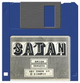 Cartridge artwork for Satan on the Commodore Amiga.