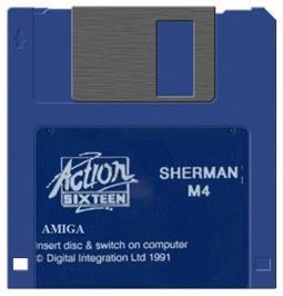Cartridge artwork for Sherman M4 on the Commodore Amiga.