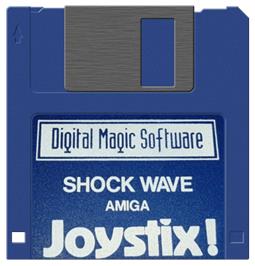 Cartridge artwork for Shockwave on the Commodore Amiga.