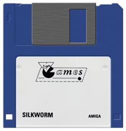 Cartridge artwork for Silkworm on the Commodore Amiga.