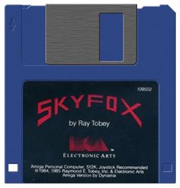 Cartridge artwork for Sky Fox on the Commodore Amiga.