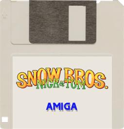 Cartridge artwork for Snow Bros. on the Commodore Amiga.