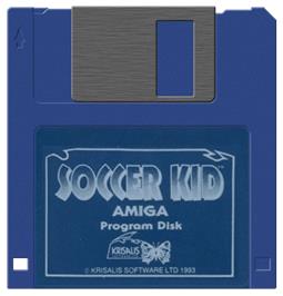 Cartridge artwork for Soccer Kid on the Commodore Amiga.