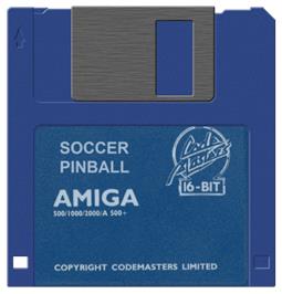Cartridge artwork for Soccer Pinball on the Commodore Amiga.