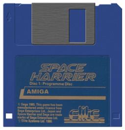 Cartridge artwork for Space Harrier on the Commodore Amiga.