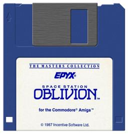 Cartridge artwork for Space Station on the Commodore Amiga.