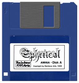 Cartridge artwork for Spherical on the Commodore Amiga.