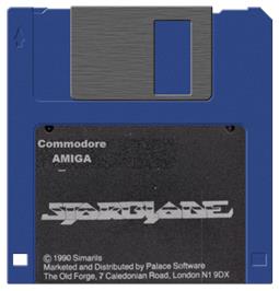 Cartridge artwork for Starblade on the Commodore Amiga.