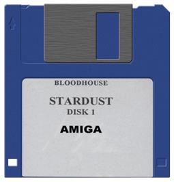 Cartridge artwork for Stardust on the Commodore Amiga.