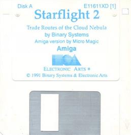 Cartridge artwork for Starflight 2: Trade Routes of the Cloud Nebula on the Commodore Amiga.