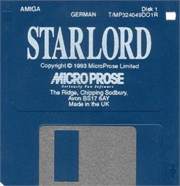 Cartridge artwork for Starlord on the Commodore Amiga.