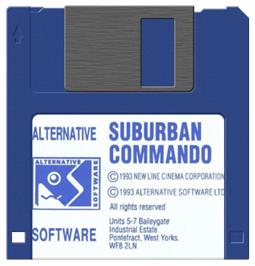 Cartridge artwork for Suburban Commando on the Commodore Amiga.