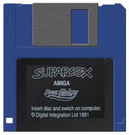 Cartridge artwork for Supaplex on the Commodore Amiga.