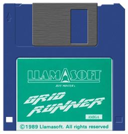Cartridge artwork for Super Grid Runner on the Commodore Amiga.