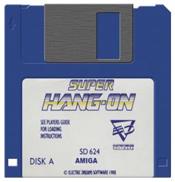 Cartridge artwork for Super Hang-on on the Commodore Amiga.