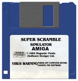 Cartridge artwork for Super Scramble Simulator on the Commodore Amiga.