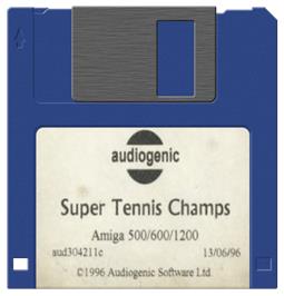 Cartridge artwork for Super Tennis Champs on the Commodore Amiga.