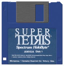 Cartridge artwork for Super Tetris on the Commodore Amiga.