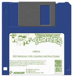 Cartridge artwork for Teenage Mutant Hero Turtles on the Commodore Amiga.